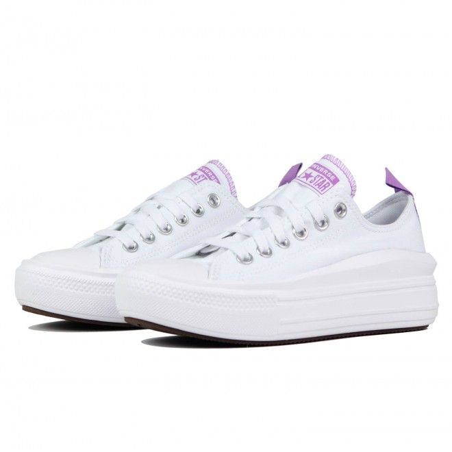 CONVERSE CTAS MOVE OX 271717C SAPATILHA LONA BRANCO LILÁS UNISSEXO ...