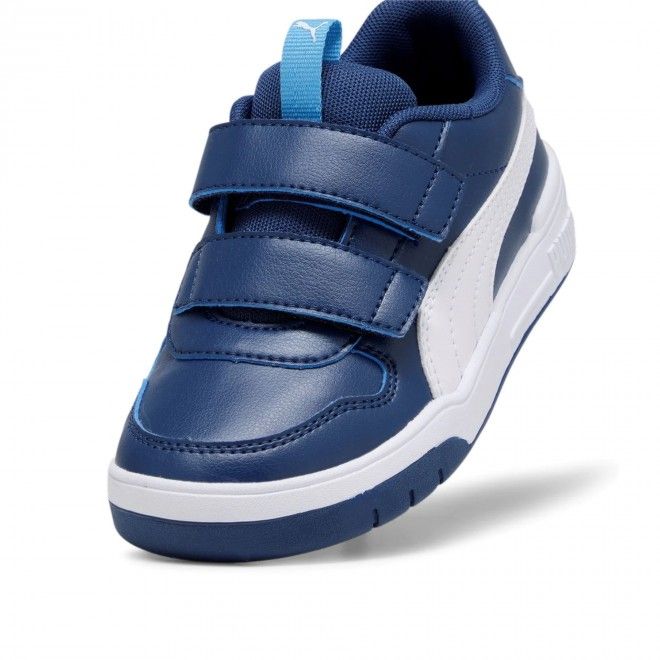 Zapatillas puma multiflex sl blanco azul de niño.